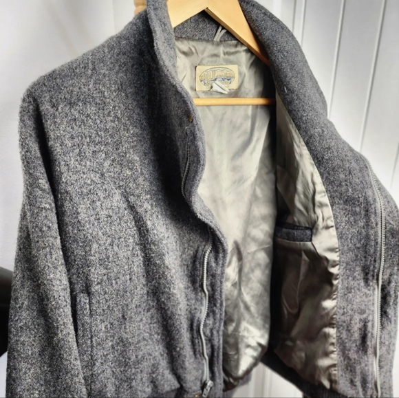 Vintage 80s 90s Britches Wool Bomber Jacket Coat Gray Mens Large Lined EUC - Picture 7 of 10